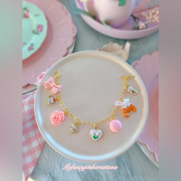 Tea Time Gold Plated Charm Bracelet - Picture 2 of 2